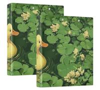 Duck Weed Lake Green - Raccoglitori a 3 anelli con copertina tascabile, confezione da 2, per ufficio, con copertina rigida, colore: verde lago