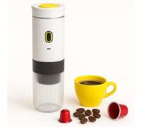 Duckdik Macchina da caffè espresso portatile 3 in 1, auto-riscaldabile 20 bar, compatibile con capsule piccole o grandi e caffè macinato, batteria ricaricabile USB, per viaggi, campeggio (Bianco)