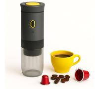 Duckdik Macchina da caffè espresso portatile 3 in 1, auto-riscaldabile 20 bar, compatibile con capsule piccole o grandi e caffè macinato, batteria ricaricabile USB, per viaggi, campeggio (Grigio)