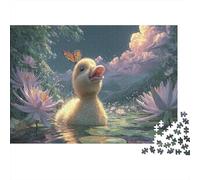 Duckling with Butterfly on Head Jigsaw Puzzles,1000 Pezzi Puzzle Wildlife, Gioco Familiare, Festa Aziendale, Regalo Per Amore E Amico 70x50cm/1000pcs