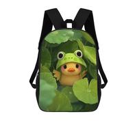 Duckling with Frog Hat in Lilypads Zaino Per Bambini Stampato in 3D Zaino Scolastico Per Bambini Zaini Da Viaggio Per Bambini Borse Per Libri Ad Alta Capacità Zaino Per Bambini Zainetto 17inch