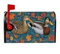 Ducks - Coperture magnetiche per cassetta postale, motivo foglie autunnali e natura, colore blu, per decorazione portico anteriore, 45,7 x 53,3 cm