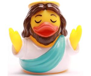 Duckshop Anatra da bagno Gesù, paperella sonora, lunghezza 8,5 cm, regalo per collezionisti