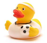 Duckshop Calciatore con maglia bianca, anatra da bagno, L 7,50 cm