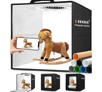DUCLUS Light Box Fotografico 30x30 cm, Set Studio Fotografico Portatile con 120 LED Luci Regolabili, 8 Sfondi Lisci per Fotografare Prodotti Gioielli/Cosmetici/Alimentari