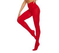 DUCMODA Collant Donna a Vita Alta 80 Denari, Elastici Collants Coprente, Fini-Collant da Donna oltre 20 colori,rosso,s