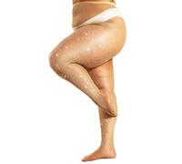 DUCMODA Queen Plus Size Collant - Collants a retina scintillante abbagliante con strass per donna - Per feste, concerti, color carne,3XL-4XL