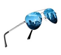 DUCO Nuovo design da donna classico retrò stile polarizzato occhiali da sole a specchio categoria 3 CE 3025K (Lente blu con cornice argento)