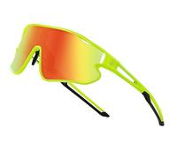 DUCO Occhiali da sole per bambini ragazzi baseball occhiali da sole leggeri TR90 montatura UV400 sport ciclismo occhiali da sole per ragazzi ragazze DK268, Fluore Verde Telaio Nero Temple Revo Orange