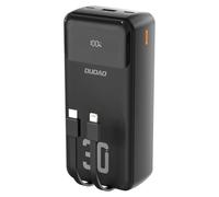 Dudao K15Max Powerbank 30000mAh PD 22.5W - Batteria Esterna con Cavi Integrati USB-C e Lightning, Nero