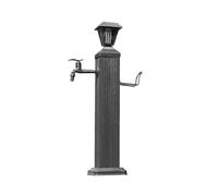 DUddTTW Colonna d'Acqua for Esterni Rubinetto for Acqua antigelo Nero con Luce a LED Supporto for Tubo Flessibile con Rubinetto Fontana a Pavimento Idrante da Giardino Quadrato(44.9'')