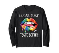 Dudes Just Taste Better Gay Rainbow Pride Flag LGBTQ+ LGBT Maglia a Manica