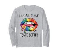Dudes Just Taste Better Gay Rainbow Pride Flag LGBTQ LGBT Maglia a Manica