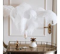 Dudnjc 10 piume di struzzo bianco naturale sfuse, pennacchi a coda lunga artigianali, piume per feste, matrimoni, centrotavola, festival, vasi per feste di Natale, decorazioni per la casa