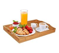 Dudoplatz Vassoio di Bambù Con Manici - Ideale per Cena, Tè, Bar, Tavolo, Colazione - Perfetto per Feste o Come Vassoio da Letto