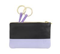 DUDU Astuccio portachiavi colorato in pelle uomo donna formato bustina con zip Black_lavender
