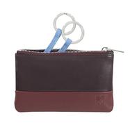 DUDU Astuccio portachiavi colorato in pelle uomo donna formato bustina con zip Burgundy scuro