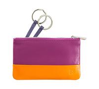 DUDU Astuccio portachiavi colorato in pelle uomo donna formato bustina con zip Fucsia