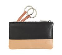 DUDU Astuccio portachiavi colorato in pelle uomo donna formato bustina con zip Nero rosa