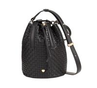 DUDU Borsa a Secchiello Grande Donna in Pelle Intrecciata - Borsa a Spalla Crossbody Elegante con Tracolla Regolabile, Coulisse e Pochette Interna Nero rosa