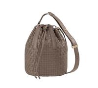 DUDU Borsa a Secchiello Grande Donna in Pelle Intrecciata - Borsa a Spalla Crossbody Elegante con Tracolla Regolabile, Coulisse e Pochette Interna Taupe