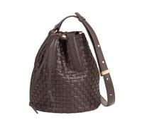 DUDU Borsa a Secchiello Grande Donna in Pelle Intrecciata - Borsa a Spalla Crossbody Elegante con Tracolla Regolabile, Coulisse e Pochette Interna Coffee brown
