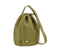 DUDU Borsa a Secchiello Grande Donna in Pelle Intrecciata - Borsa a Spalla Crossbody Elegante con Tracolla Regolabile, Coulisse e Pochette Interna Olive green