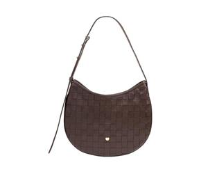 DUDU Borsa a Spalla Donna in Vera Pelle Intrecciata - Elegante Borsa Hobo con Tracolla Regolabile e Cerniera Zip, Design Artigianale, Capiente e Versatile Coffee brown