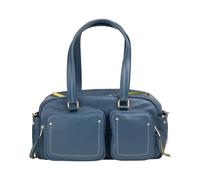 DUDU Borsa Bauletto Grande Donna in Pelle con Tasche Esterne e Tracolla Removibile, Capiente ed Elegante - Borsa a Mano e Spalla con Cerniera Zip, Stile Moderno Denim blue