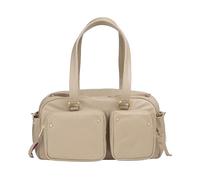 DUDU Borsa Bauletto Grande Donna in Pelle con Tasche Esterne e Tracolla Removibile, Capiente ed Elegante - Borsa a Mano e Spalla con Cerniera Zip, Stile Moderno Grigio sabbia