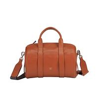 DUDU Borsa Donna a Cilindro in Vera Pelle, Borsa Morbida Cilindrica, Barrel Bag con Tracolla e Due Manici, Design Elegante Colorata Cannella