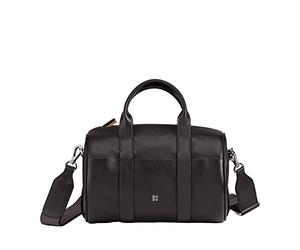 DUDU Borsa Donna a Cilindro in Vera Pelle, Borsa Morbida Cilindrica, Barrel Bag con Tracolla e Due Manici, Design Elegante Colorata Nero rosa