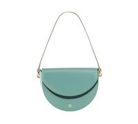 DUDU Borsa Donna a Tracolla in Vera Pelle, Mezzaluna Rigida, Made in Italy, Borsetta con Patta e Doppia Tracolla, Chiusura Magnetica Salvia