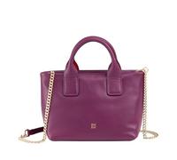 DUDU Borsa Donna Piccola a Tracolla in Vera Pelle, Borsa Mini Bag da Sera Elegante, 22 x 13 cm, Doppi Manici, Tracolla a Catena, Chiusura Zip Fucsia