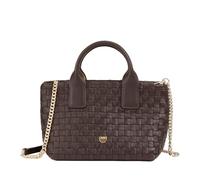 DUDU Borsa in Pelle Donna Piccola Intrecciata con Cerniera Zip - Mini Bag Elegante con Tracolla a Catena, Borsa a Spalla Borsetta a Mano Compatta e Raffinata Coffee brown