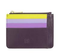 DUDU Bustina porta carte di credito in vera pelle colorata portafogli con zip Deep purple
