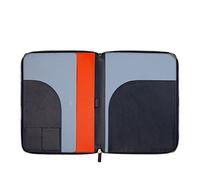 DUDU Cartella Portadocumenti A4 in Pelle Portablocco da Ufficio Cartellina Porta Tablet iPad Multicolore con Zip Navy