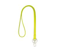 DUDU Cordino Laccio da Collo con Anello e Moschettone Metal in Vera Pelle, Laccetto per Chiavi, Porta Badge, Auto, Portachiavi Lime