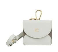 DUDU Custodia Porta Auricolari Air Pod in Vera Pelle con Portachiavi - Mini Cover con Moschettone, Elegante e Compatta Grigio perla