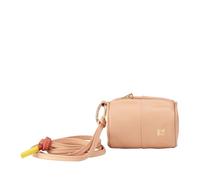DUDU Custodia Porta Auricolari in Vera Pelle con Laccio da Collo, Mini Cilindro a Cerniera per Cuffie Elegante Sicuro Colorato Rosa cipria