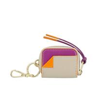 DUDU Custodia Porta Cuffiette in Pelle con Portachiavi - Mini Astuccio con Zip per Auricolari Wireless, Anello Portachiavi, Cover Elegante in Pelle per Donna Grigio sabbia