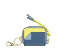 DUDU Custodia Porta Cuffiette in Pelle con Portachiavi - Mini Astuccio con Zip per Auricolari Wireless, Anello Portachiavi, Cover Elegante in Pelle per Donna Denim blue