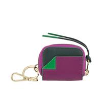 DUDU Custodia Porta Cuffiette in Pelle con Portachiavi - Mini Astuccio con Zip per Auricolari Wireless, Anello Portachiavi, Cover Elegante in Pelle per Donna Fucsia