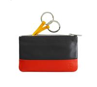 DUDU Astuccio portachiavi colorato in pelle uomo donna formato bustina con zip Nero