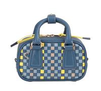 DUDU Mini Bag Donna in Pelle Intrecciata Multicolore - Bauletto Piccolo Elegante con Tracolla Regolabile e Manici - Borsa Borsetta Compatta Piccola Denim blue