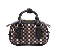 DUDU Mini Bag Donna in Pelle Intrecciata Multicolore - Bauletto Piccolo Elegante con Tracolla Regolabile e Manici - Borsa Borsetta Compatta Piccola Black lavender