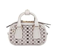 DUDU Mini Bag Donna in Pelle Intrecciata Multicolore - Bauletto Piccolo Elegante con Tracolla Regolabile e Manici - Borsa Borsetta Compatta Piccola Grigio perla