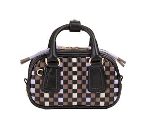 DUDU Mini Bag Donna in Pelle Intrecciata Multicolore - Bauletto Piccolo Elegante con Tracolla Regolabile e Manici - Borsa Borsetta Compatta Piccola Black lavender