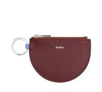 DUDU Mini Portamonete in Pelle per Donna con Cerniera Zip e Portachiavi Bicolore Slim Design Burgundy
