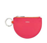DUDU Mini Portamonete in Pelle per Donna con Cerniera Zip e Portachiavi Bicolore Slim Design Lampone